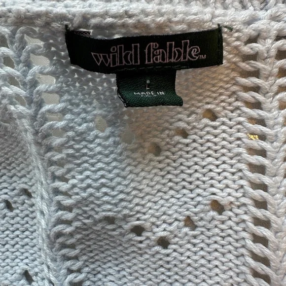 Wild fable cropped light blue dainty knit floral embroidered cardigan - Picture 7 of 13